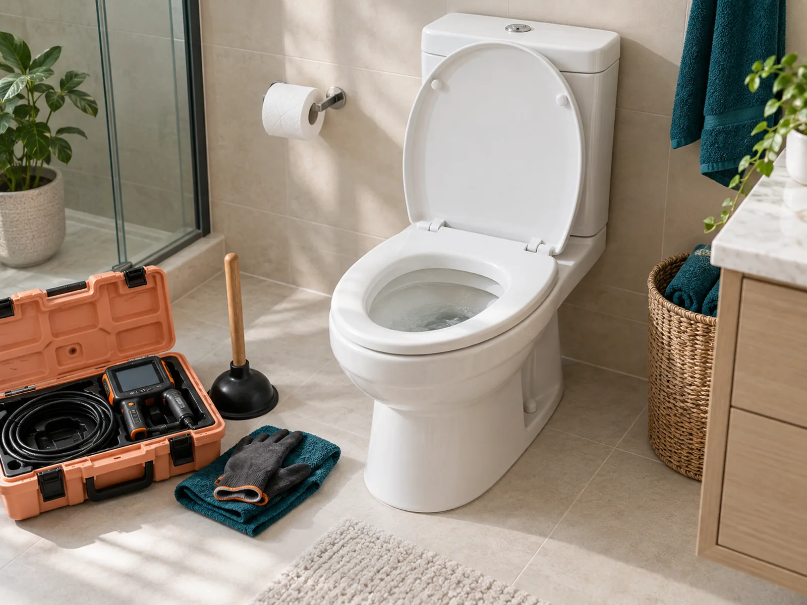 Clean residential toilet fixture for a Bellevue clogged toilet guide