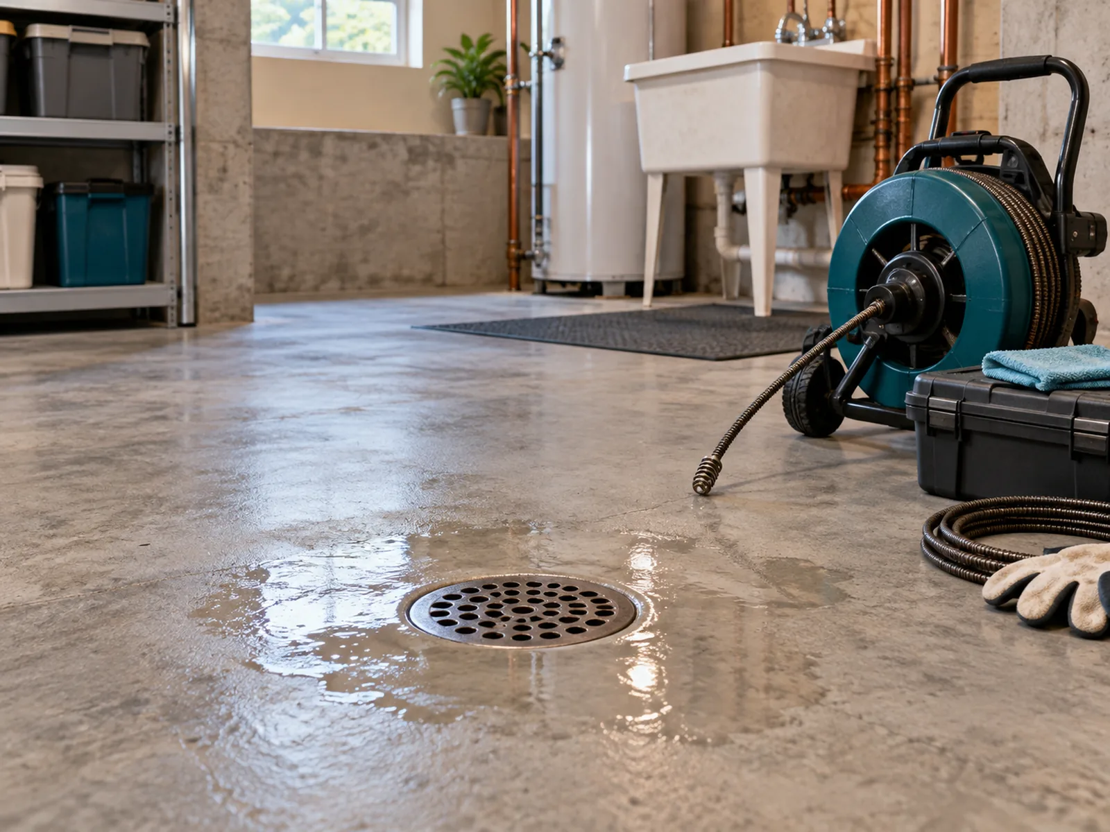 Floor drain and utility area context for Bellevue drain service