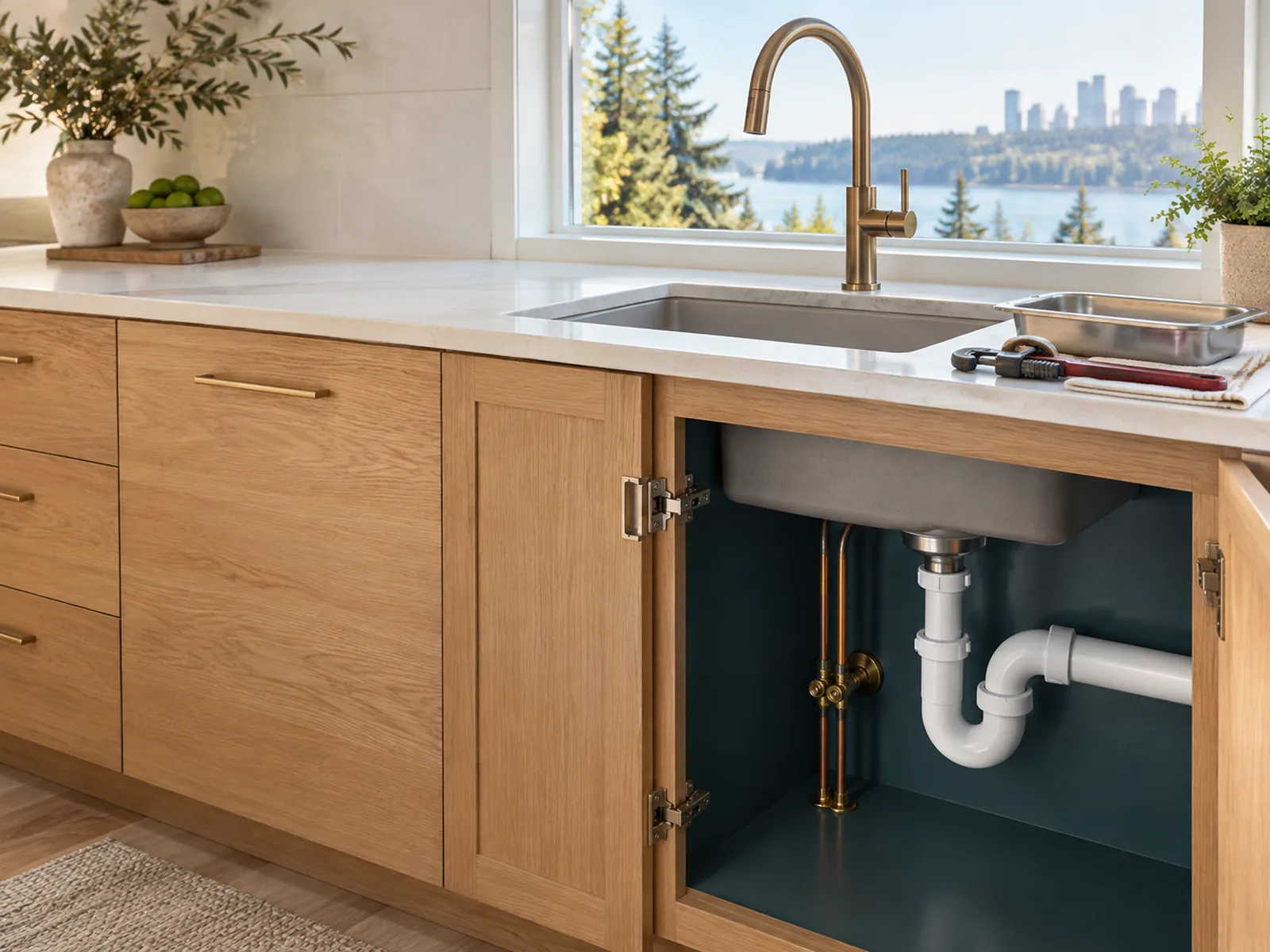 Kitchen sink and drain service context for a Bellevue home